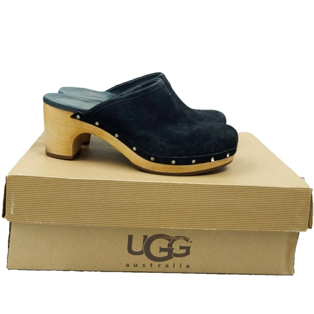SOLD UGG Abbie $149 Black Sheepskin Clogs in BOX - Picture 4 of 10